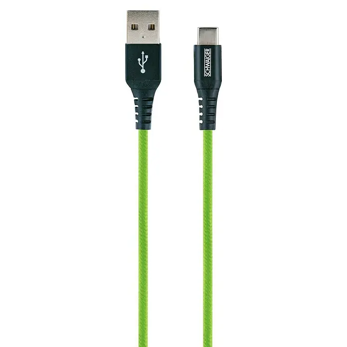 Schwaiger USB-Ladekabel - 1,2 m, USB A-Stecker, USB C-Stecker, Giftgrün - Grünes USB-A-auf-USB-C-Kabel von Schwaiger, ideal zum Aufladen und Synchronisieren von Geräten. Robust und langlebig.