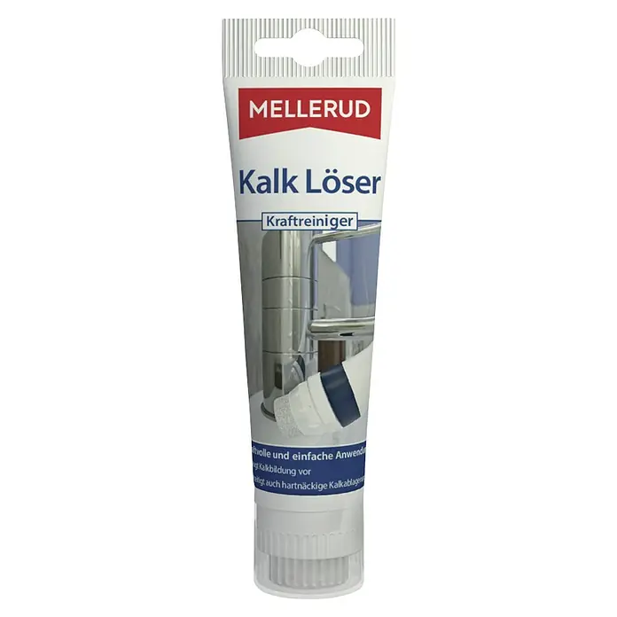Mellerud Kraftreiniger Kalk Löser - 75 ml, Tube - Ein Tube Mellerud Kalk Löser Kraftreiniger, ein starkes Reinigungsmittel zur Kalkentfernung im Haushalt, ideal für hartnäckige Kalkablagerungen.