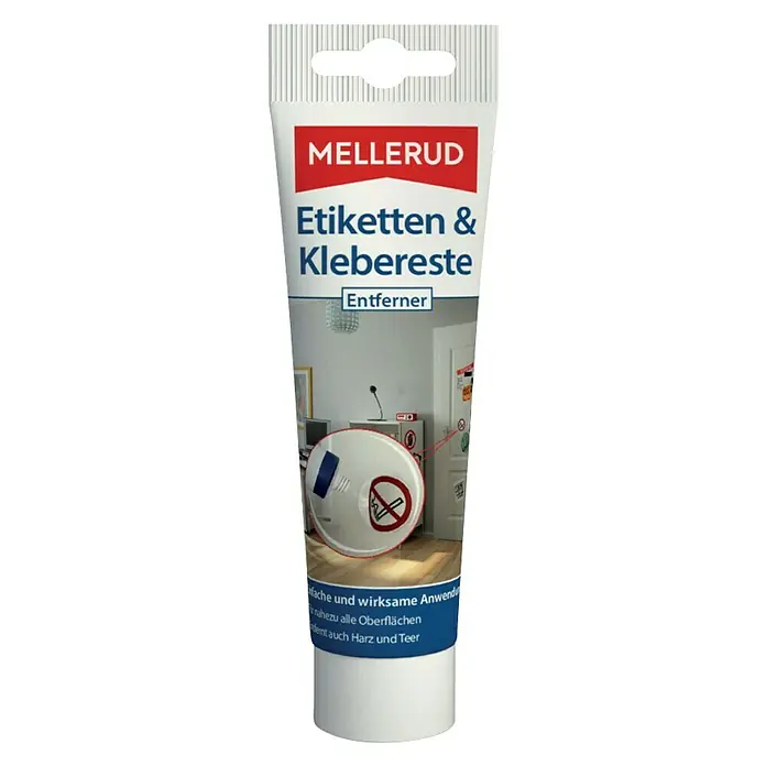 Mellerud Aufkleber-Kleberesteentferner - 75 ml, Tube - Produktabbildung: Mellerud Etiketten- und Klebereste Entferner, ideal zur mühelosen Beseitigung von Etiketten und Kleberückständen.