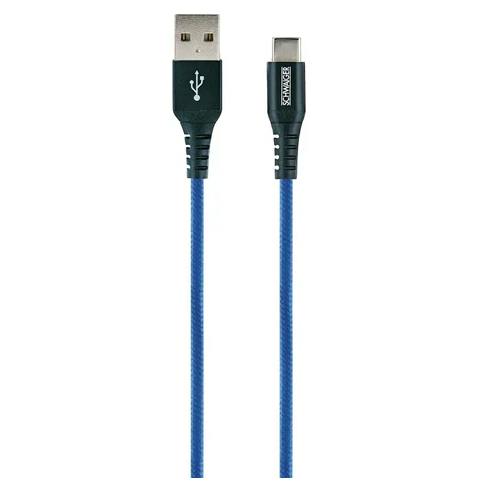 Schwaiger USB-Ladekabel - 1,2 m, USB A-Stecker, USB C-Stecker, Königsblau - Blaues USB-Kabel von SCHWAIGER mit USB-A- und USB-C-Anschlüssen für schnelle Datenübertragung und zuverlässiges Laden.