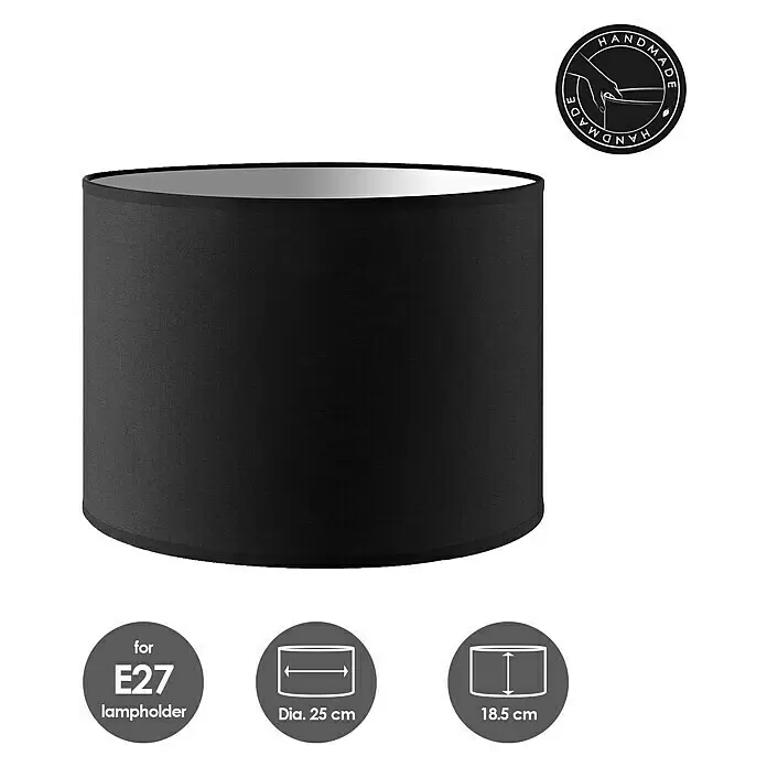 Home Sweet Home Lampenschirm Bling - Ø x H: 25 x 19 cm, Night Black, Baumwolle, Rund - Skizze