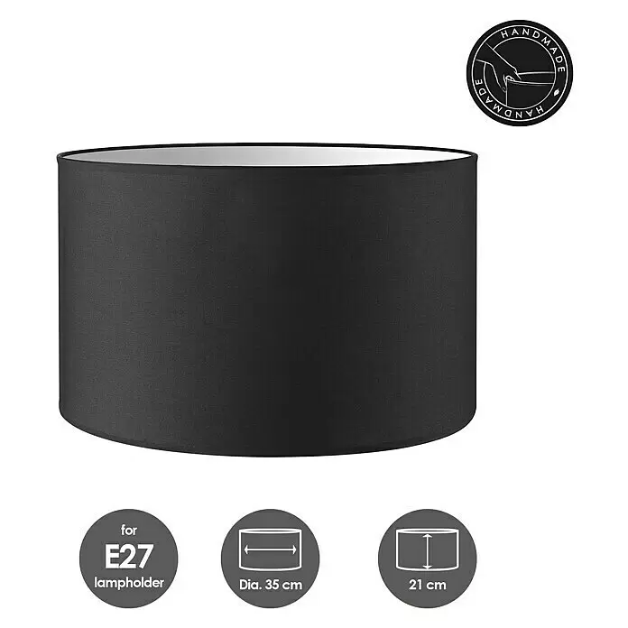 Home Sweet Home Lampenschirm Bling - Ø x H: 35 x 21 cm, Night Black, Baumwolle, Rund - Skizze