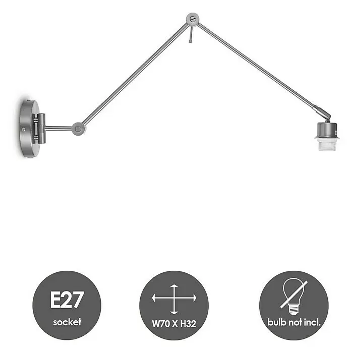 Home Sweet Home Wandleuchte Shift - 60 W, Stahl matt, E27 - Skizze