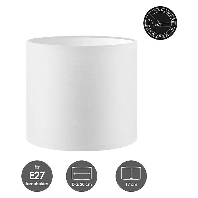 Home Sweet Home Lampenschirm Bling - Ø x H: 20 x 17 cm, Pure White, Baumwolle, Rund - Skizze