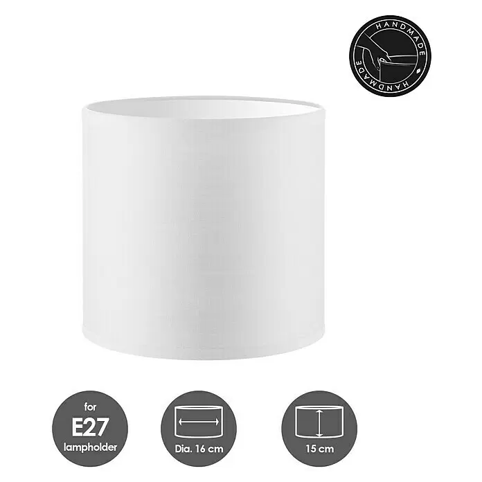 Home Sweet Home Lampenschirm Bling - Ø x H: 16 x 15 cm, Pure White, Baumwolle, Rund - Skizze