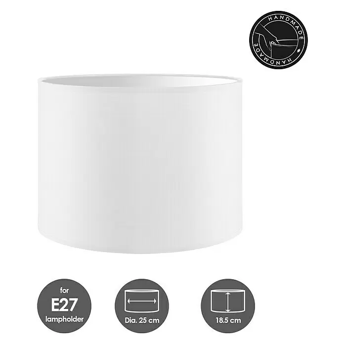 Home Sweet Home Lampenschirm Bling - Ø x H: 25 x 19 cm, Pure White, Baumwolle, Rund - Skizze