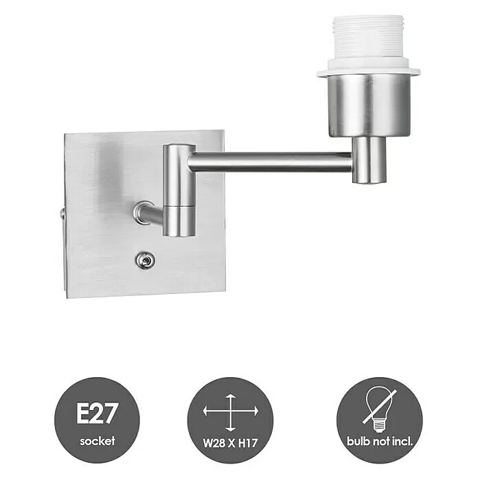 Home Sweet Home Swing Wandleuchte - 40 W, L x B x H: 27 x 27 x 10 cm, Stahl matt, E27 - Skizze