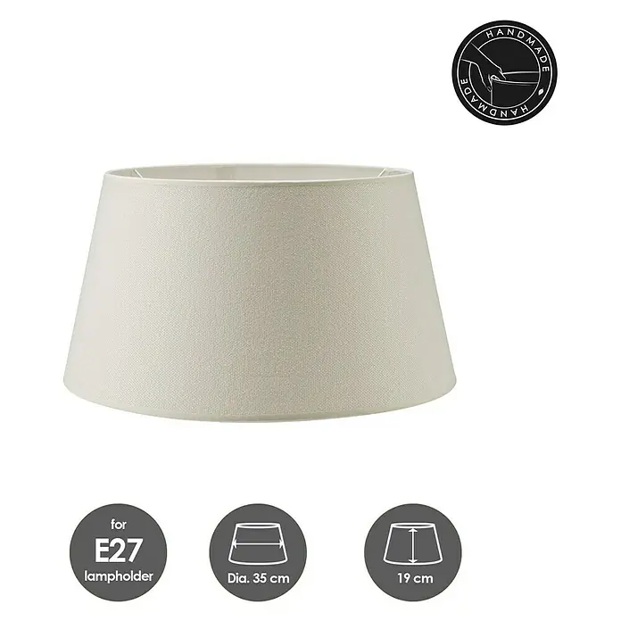 Home Sweet Home Lampenschirm Melrose - Ø x H: 35 x 19 cm, Warm White, Stoff, Rund - Beige Lampenschirm für E27 Fassung, handgefertigt. Durchmesser 35 cm, Höhe 19 cm. Ideal für stimmungsvolle Beleuchtung.
