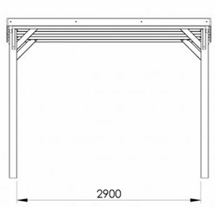 Cerland Carport Victor - Medidas ext. (An x Pr): 322 x 511 cm, Carport adecuado para: Automóviles - Imagen esquemática de un cenador con una anchura indicada de 2900.