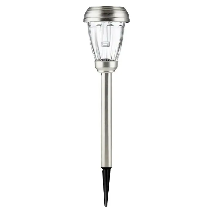 Solarleuchten-Set - IP44, 3 lm - Silberne Solarleuchte für den Außenbereich mit klarem Lampenschirm und schwarzem Erdspieß für Garten oder Terrasse.