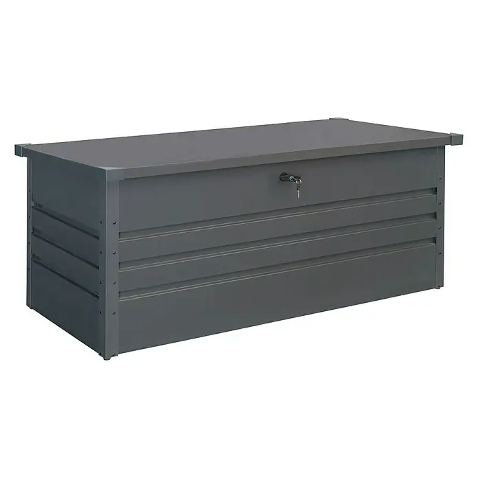 Gardol Garten-Aufbewahrungsbox - L x B x H: 165 x 70 x 62 cm, Anthrazit, Metall - Graue Gartenbox mit geriffelter Textur, abschließbar mit Schlüssel. Perfekt für die Aufbewahrung im Außenbereich, robust und stilvoll.