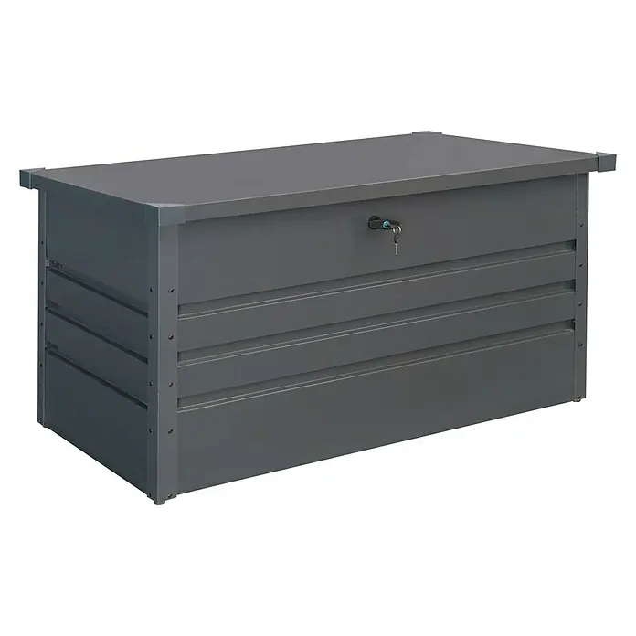 Gardol Garten-Aufbewahrungsbox - L x B x H: 132 x 62 x 62 cm, Anthrazit, Metall - Graue Gartenbox aus Metall für den Außenbereich mit abschließbarem Deckel zur Aufbewahrung von Gartenutensilien.