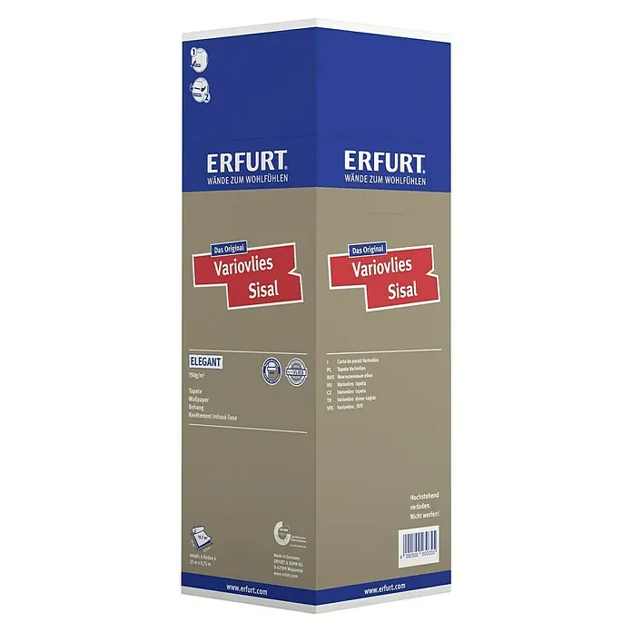 Erfurt Vliestapete Variovlies Sisal - Weiß, Uni, 25 x 0,75 m - Packung Erfurt Variovlies Sisal Tapete, eine hochwertige Wandbekleidung für ein stilvolles und behagliches Zuhause.