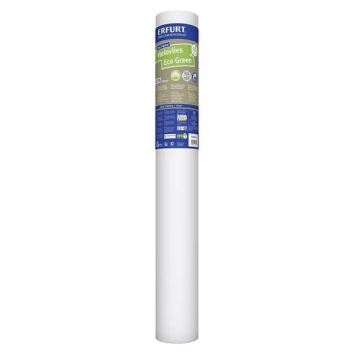Erfurt Vliestapete Variovlies EcoGreen - Weiß, Uni, 20 x 0,75 m - Rolle Erfurt Variovlies Eco Green. Umweltfreundliche Vliestapete für ein gesundes Wohnklima.