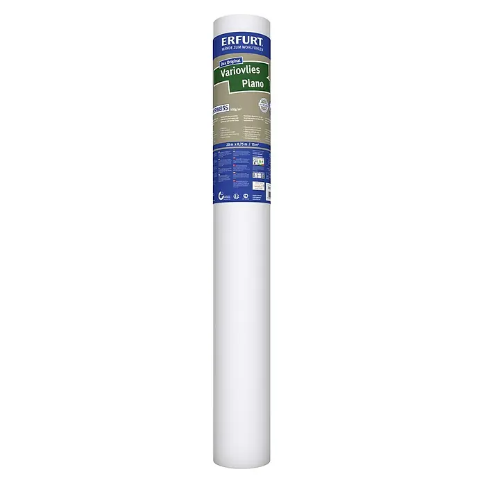 Erfurt Vliestapete Variovlies Plano - Superweiß, Uni, 20 x 0,75 m - Rolle Erfurt Variovlies Plano Superweiss für die Wandgestaltung, 20m x 0,75m, ideal zum Tapezieren und Renovieren.