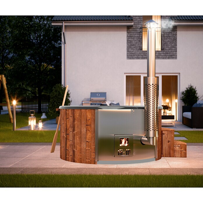 Holzklusiv Saphir 200 Hot Tub BasicDurchmesser: 220 cm, Anthrazit, Thermoholz, Max. Personenzahl: 6 - 8 Mood Shot