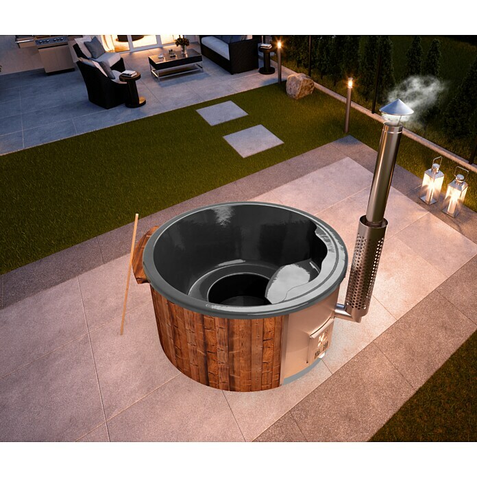 Holzklusiv Saphir 180 Hot Tub BasicDurchmesser: 200 cm, Anthrazit, Thermoholz, Max. Personenzahl: 4 - 6 Mood Shot