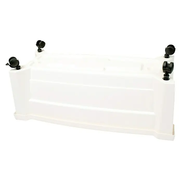 KHW Pflanzkasten Calypso - Außenmaß (L x B x H): 79 x 35 x 33 cm, Kunststoff, Weiß, Ohne Rankgitter - Weiße Pflanzkastenbasis mit Rollen, ideal für den Innen- und Außenbereich. Praktisch für den Transport von Pflanzen.