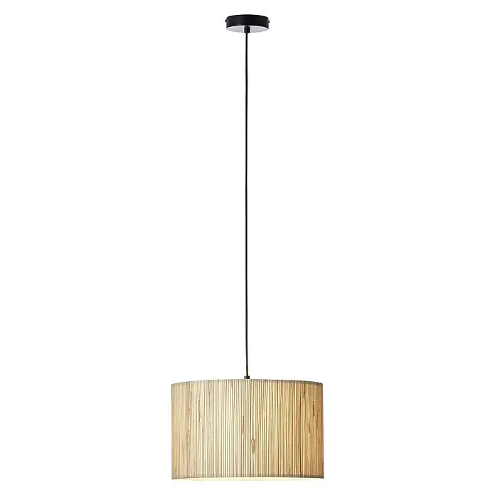 Brilliant Wimea Pendelleuchte - 52 W, Natur/Seegras, E27 - Hängeleuchte mit einem Lampenschirm aus natürlichen Materialien und einer schlanken, dunklen Aufhängung. Stilvolle Beleuchtung für jeden Raum.