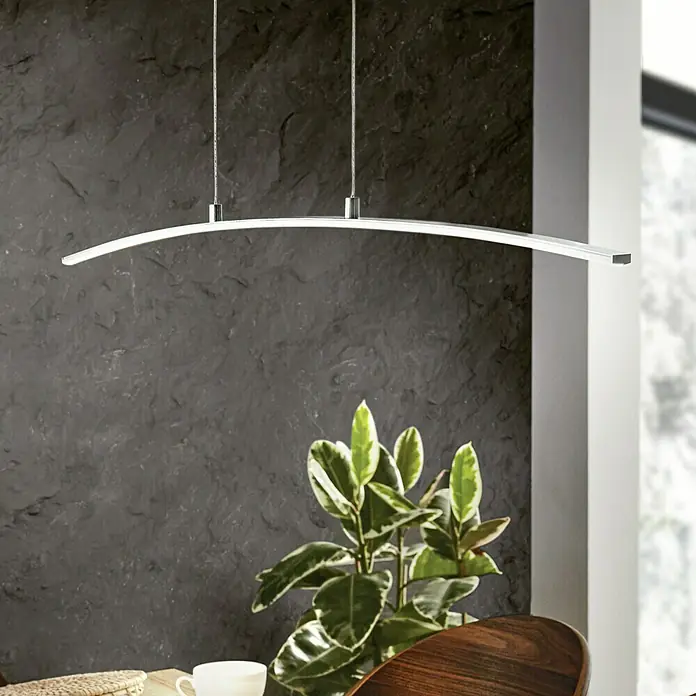 Eglo Style LED-Pendelleuchte Lasana - L x H: 90 x 100 cm - Moderne LED-Pendelleuchte mit geschwungenem Design für stilvolle Beleuchtung im Esszimmer. Elegante Hängeleuchte mit heller und effizienter LED-Technologie.