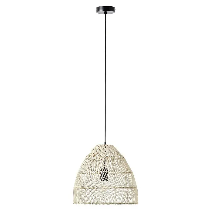 Brilliant Pendelleuchte Minster - 25 W, Schwarz, E27 - Elegante Hängelampe mit einem Schirm aus Naturfasern, die eine warme und einladende Atmosphäre schafft. Stilvolle Beleuchtung für Ihr Zuhause.