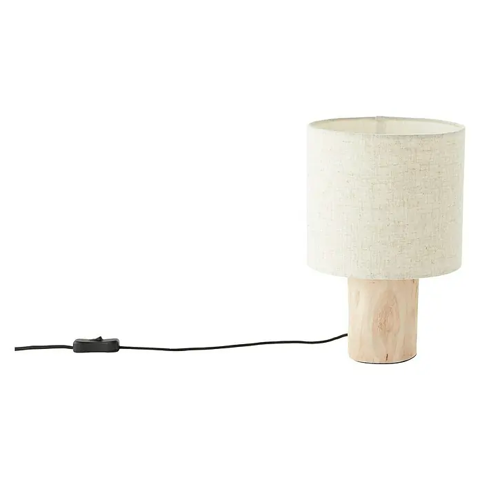 Brilliant Pia Tischleuchte - 40 W, Holz, E27 - Diese Tischleuchte besticht durch ihren Lampenschirm aus Leinen und den Sockel aus hellem Holz. Sie spendet warmes Licht.