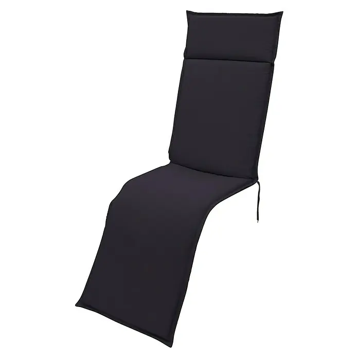 Sunfun Esdo Sitzauflage Relaxsessel - Schwarz, L x B x H: 174 x 50 x 4,5 cm, Materialzusammensetzung Bezug: Polyester - Eine stilvolle, schwarze Liege mit gepolstertem Kopfteil, ideal zum Entspannen im Garten oder auf der Terrasse. Bequeme Outdoor-Möbel für sonnige Tage.