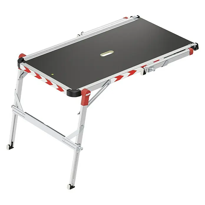 Hailo Treppenpodest TP Plus - Belastbarkeit: 160 kg, Aluminium - Die Abbildung zeigt eine Hailo WorkBox Arbeitsplattform mit robustem Design und rutschfester Arbeitsfläche.