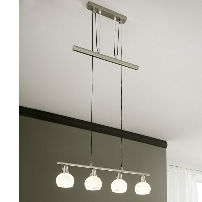 Globo Elliott Lámpara colgante LED (4 luces, 4 x 4 W, Blanco cálido, Altura: 160 cm)