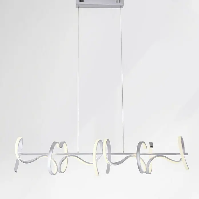 Just Light LED-Pendelleuchte - Höhe: 135 cm - Elegante LED-Pendelleuchte in Silber mit geschwungenem Design. Die moderne Lampe sorgt für eine stilvolle Beleuchtung in jedem Raum.