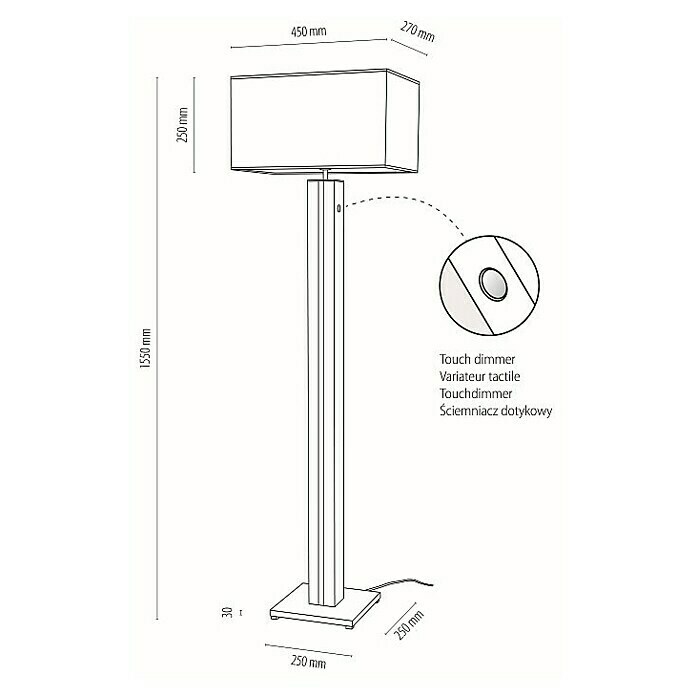 Britop Lighting Flame Stehleuchte60 W, Höhe: 155 cm, Schwarz, Beige, E27 Sketch