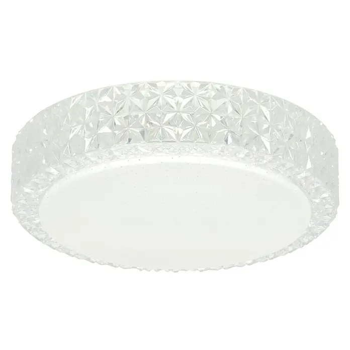 Reality Leuchten LED-Deckenleuchte rund Pegasus - 12 W, Ø x H: 286 mm x 8,6 cm, Weiß - Elegante LED-Deckenleuchte mit kristallähnlichem Schirm. Die Leuchte sorgt für eine stilvolle Beleuchtung in jedem Raum und bietet energiesparendes Licht.
