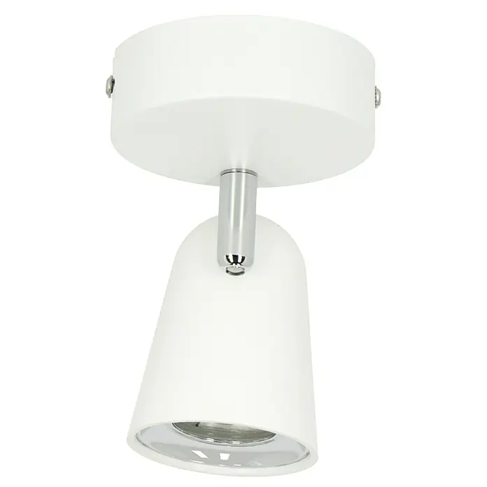Reality Leuchten LED-Wandstrahler Toulouse - 3 W, L x B x H: 12 x 40 x 15 cm, Weiß, Warmweiß - Eine Nahaufnahme einer weißen Deckenleuchte mit einem verstellbaren Spot, ideal für gezielte Beleuchtung in jedem Raum.