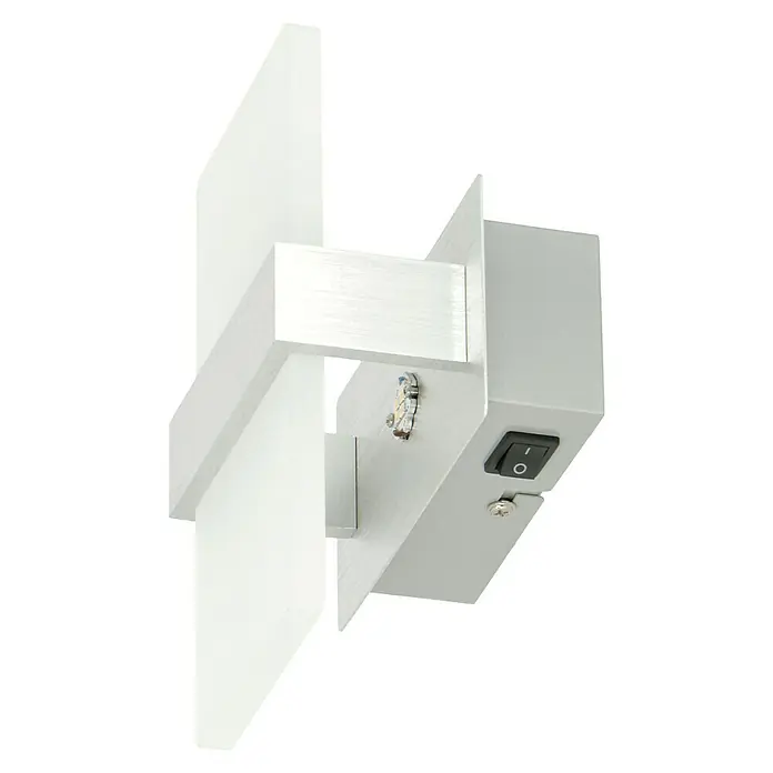 Reality Leuchten LED-Wandleuchte Platon - 4 W, L x B x H: 9 x 13 x 18 cm, Aluminium, Warmweiß - Eine moderne Wandleuchte mit geometrischem Design und Schalter. Ideal für eine stilvolle Beleuchtung.