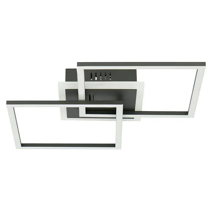 Reality Leuchten LED-Deckenleuchte Salida - 25 W, L x B x H: 35,5 x 57,5 x 7,5 cm, Schwarz, Warmweiß - Moderne LED-Deckenleuchte mit geometrischen Formen. Elegantes Design mit weißen Rahmen und dunklen Akzenten, ideal für moderne Innenräume.
