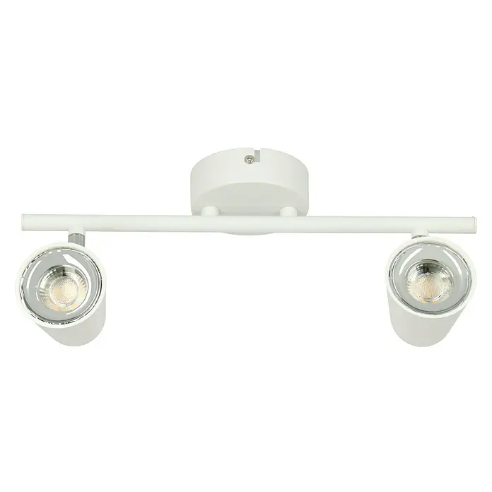Reality Leuchten LED-Deckenstrahler Toulouse - 3 W, L x B x H: 9 x 34 x 17 cm, Weiß, Warmweiß, Anzahl Leuchtmittel: 2 Stk. - Moderne weiße Deckenleuchte mit zwei Strahlern für eine stilvolle Beleuchtung, ideal für Wohnräume und Büros.