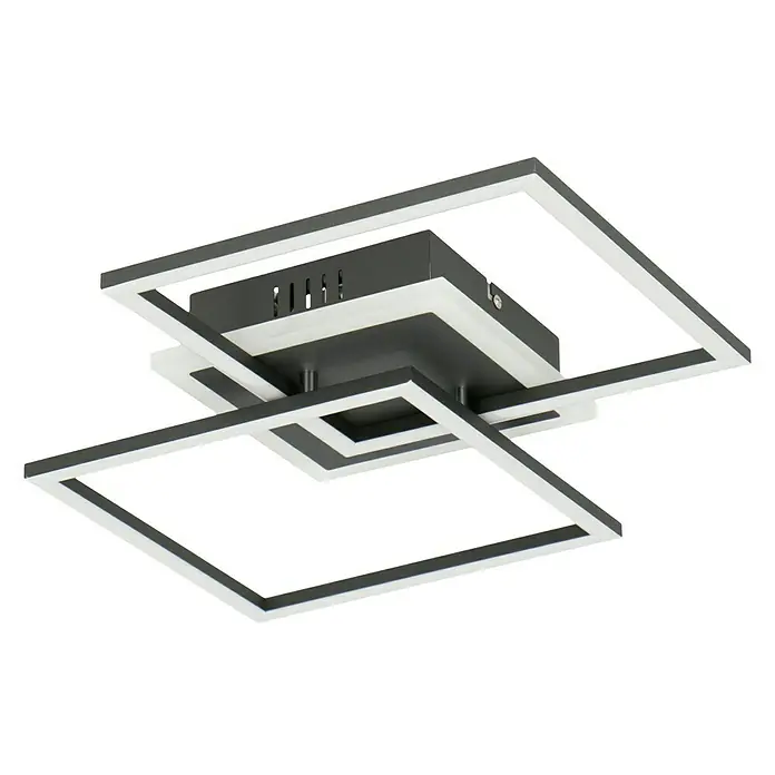 Reality Leuchten LED-Deckenleuchte Salida - 25 W, L x B x H: 35,5 x 57,5 x 7,5 cm, Schwarz, Warmweiß - Moderne Deckenleuchte mit quadratischem Design. Ideal für stilvolle Beleuchtung im Wohnbereich.