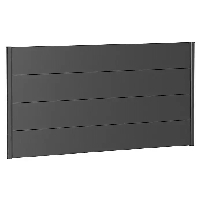 Biohort Sichtschutzelement - B x H: 180 x 90 cm, Stahl, Dunkelgrau Metallic - Dunkelgraues, rechteckiges Zaunfeld mit vier horizontalen Lamellen.