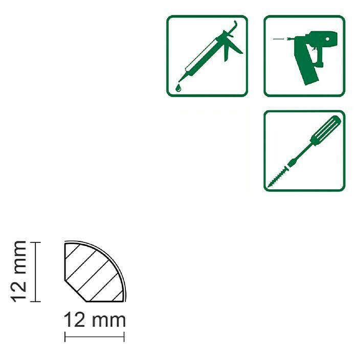 VIERTELSTAB FU05    12X12MM FOL. WEISS  2,4 M
