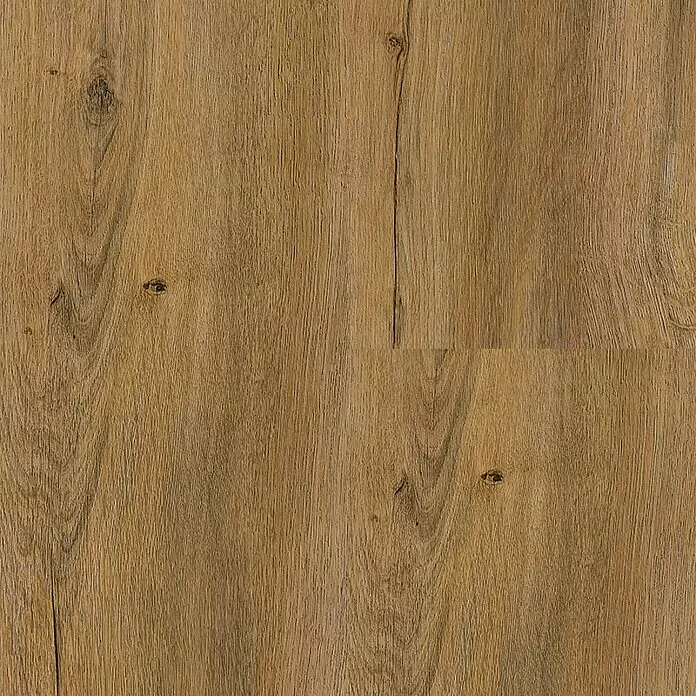 Decolife Vinylboden Comfort - Rustic Oak, Landhausdiele, 1.220 x 185 x 10,5 mm - Hellbrauner Holzboden mit sichtbarer Maserung und Ästen.