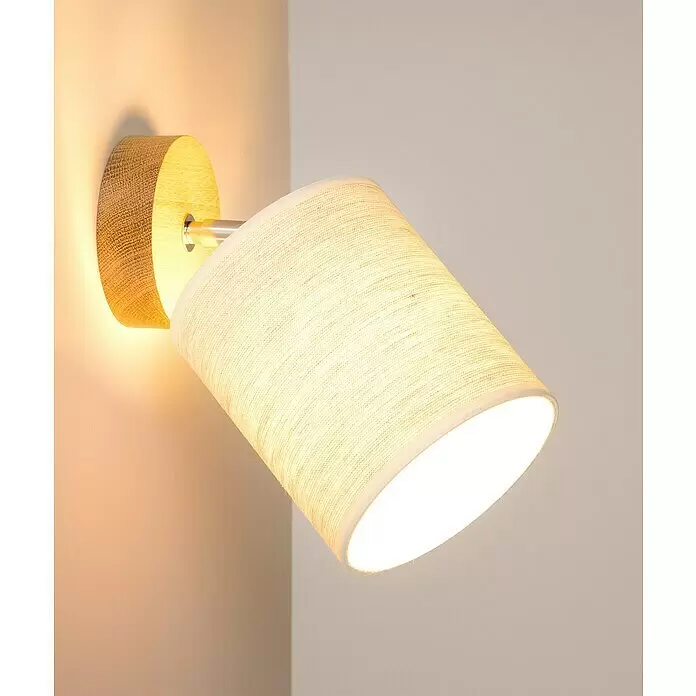 Britop Lighting Boho Wandleuchte - 25 W, L x B x H: 13 x 25 x 20 cm, Eiche, Beige, E27 - Stimmungsaufnahme