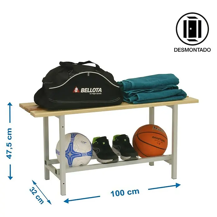 Simonrack Simonlocker Umkleide-Sitzbank 1000 - L x B x H: 32 x 100 x 47,5 cm - Die Sportbank mit Ablage bietet Stauraum für Sporttasche, Handtücher, Bälle und Schuhe. Sie ist leicht zu montieren und ideal für Umkleideräume.