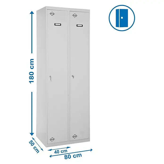 Simonrack Simonlocker Taquilla Prof. Single-Divider - L x An x Al: 50 x 80 x 180 cm, Número de puertas: 2 ud., Gris/Gris - Un armario doble gris que mide 180x80x50 cm. Ideal para oficina o vestuario.
