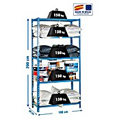 Simonrack Estantería para cargas pesadas Plus 5/500 (L x An x Al: 50 x 100 x 200 cm, Capacidad de carga: 150 kg/balda, Número de baldas: 5 ud., Azul)