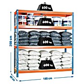 Simonrack Estantería para cargas pesadas 1806-4 (L x An x Al: 60 x 180 x 200 cm, Capacidad de carga: 600 kg/balda, Número de baldas: 4 ud., Inserción)