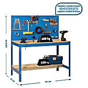 Simonrack Simonwork Banco de trabajo BT2 (L x An x Al: 61 x 151 x 144,5 cm, Azul)