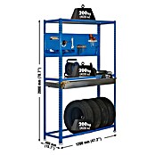 Simonrack Simonauto Metall-Reifen- & Lagerregal (L x B x H: 40 x 120 x 200 cm, Traglast: 180 kg/Boden, Anzahl Böden: 3 Stk., Blau)