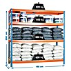 Simonrack Simontaller Estantería para cargas pesadas Simonforte Chipboard (L x An x Al: 90 x 150 x 200 cm, Capacidad de carga: 600 kg/balda, Número de baldas: 4 ud., Azul/Naranja)