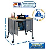 Simonrack Simonwork Banco de trabajo BT0 Locker Mobile (L x Al: 76 x 95 cm, Ancho: 120 cm, Capacidad de carga: 280 kg, Gris)