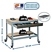 Simonrack Simonwork Banco de trabajo BT0 Box Mobile (L x Al: 76 x 95 cm, Ancho: 120 cm, Capacidad de carga: 280 kg, Gris)